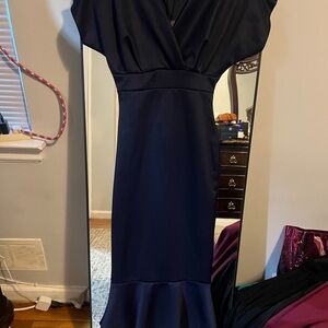 Boohoo NWT Deep Blue Midi Dress